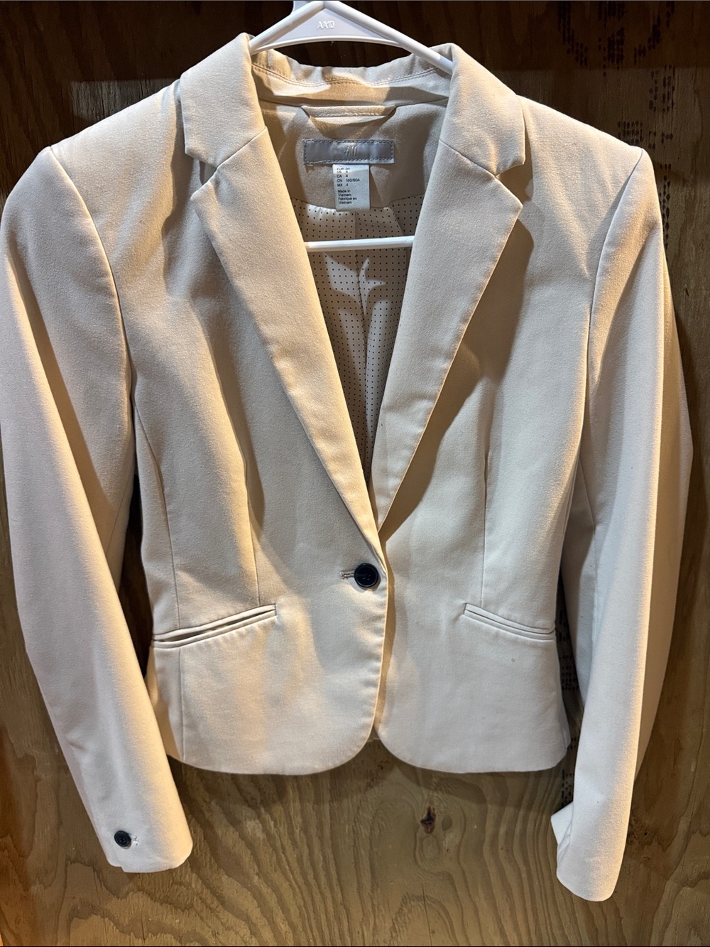 H&M Cream Single-Button Tailored Blazer Women’s Size 4